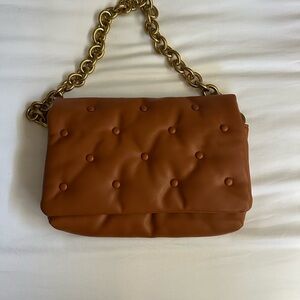 Elegant Brown Quilted Chain Shoulder Bag